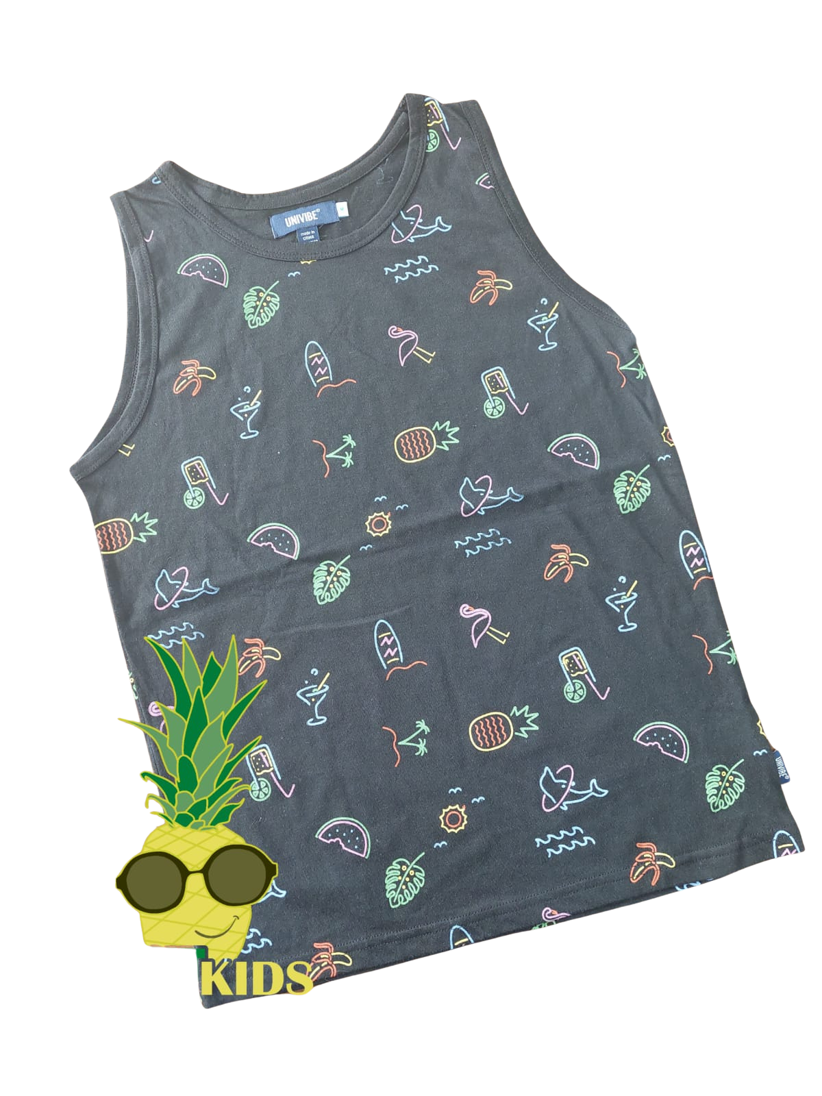 Univibe – Tank estampado neón – NIÑO (hombre) Talla M (8/10)