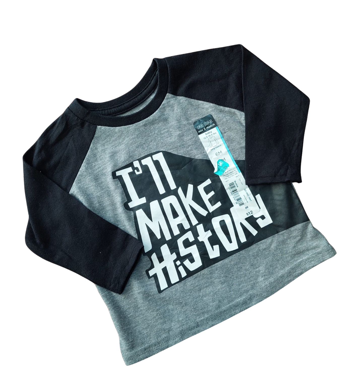 Playera raglán Okie Dokie – Bebé niño (hombre) 6 meses