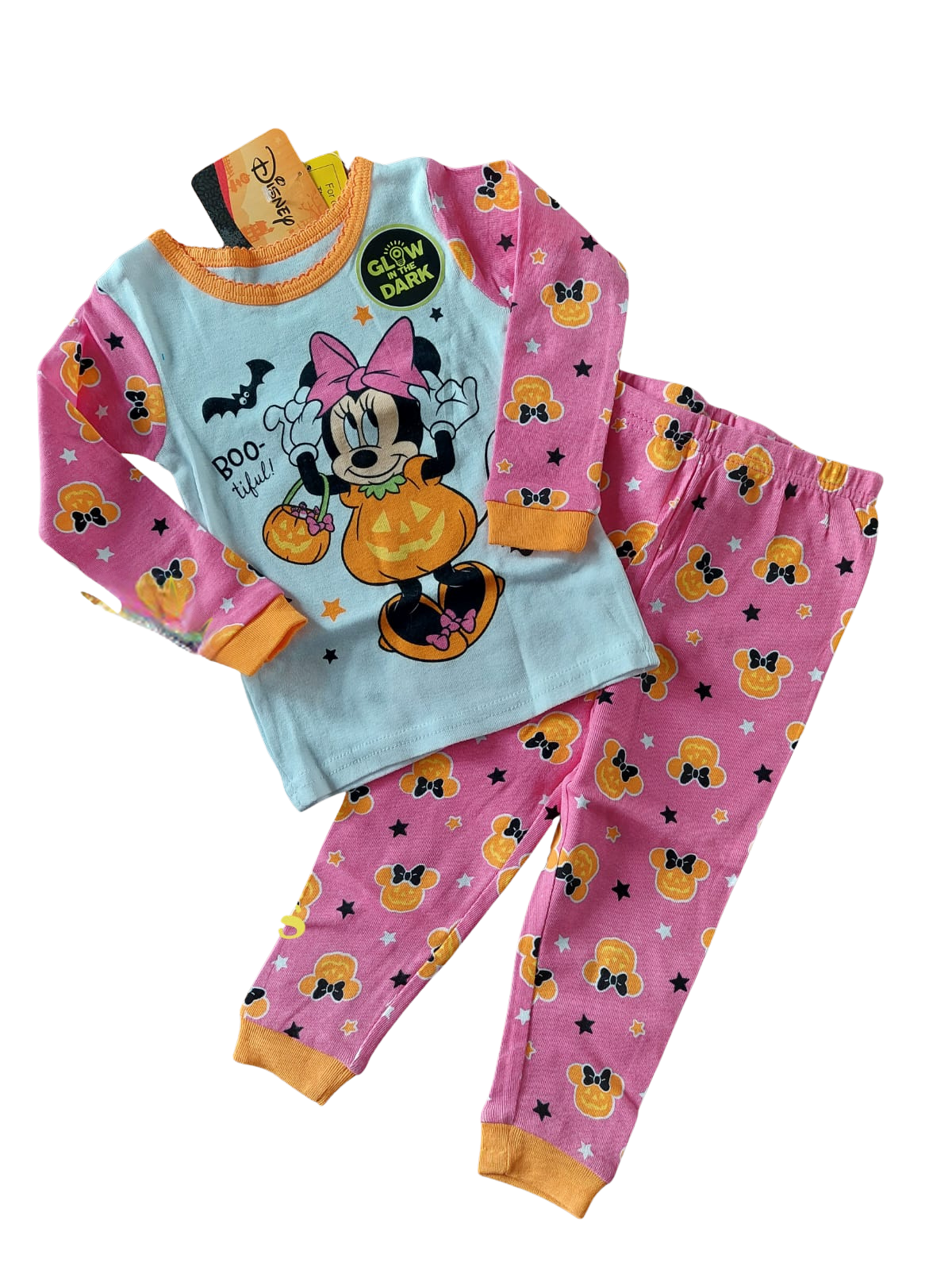 pijama “minnie boo-tiful” que brilla en la oscuridad – disney (talla 18 meses)