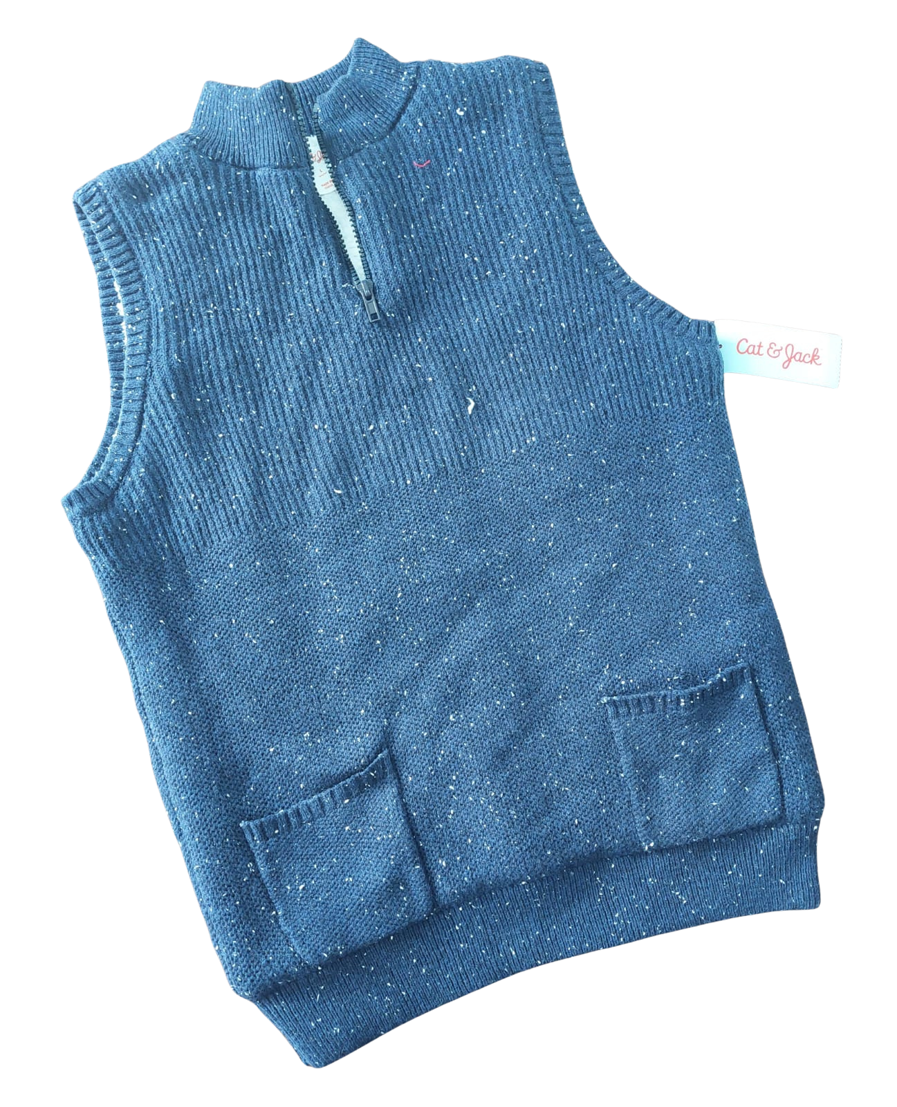 chaleco tejido tweed con medio cierre – cat & jack (talla 10/12 años)