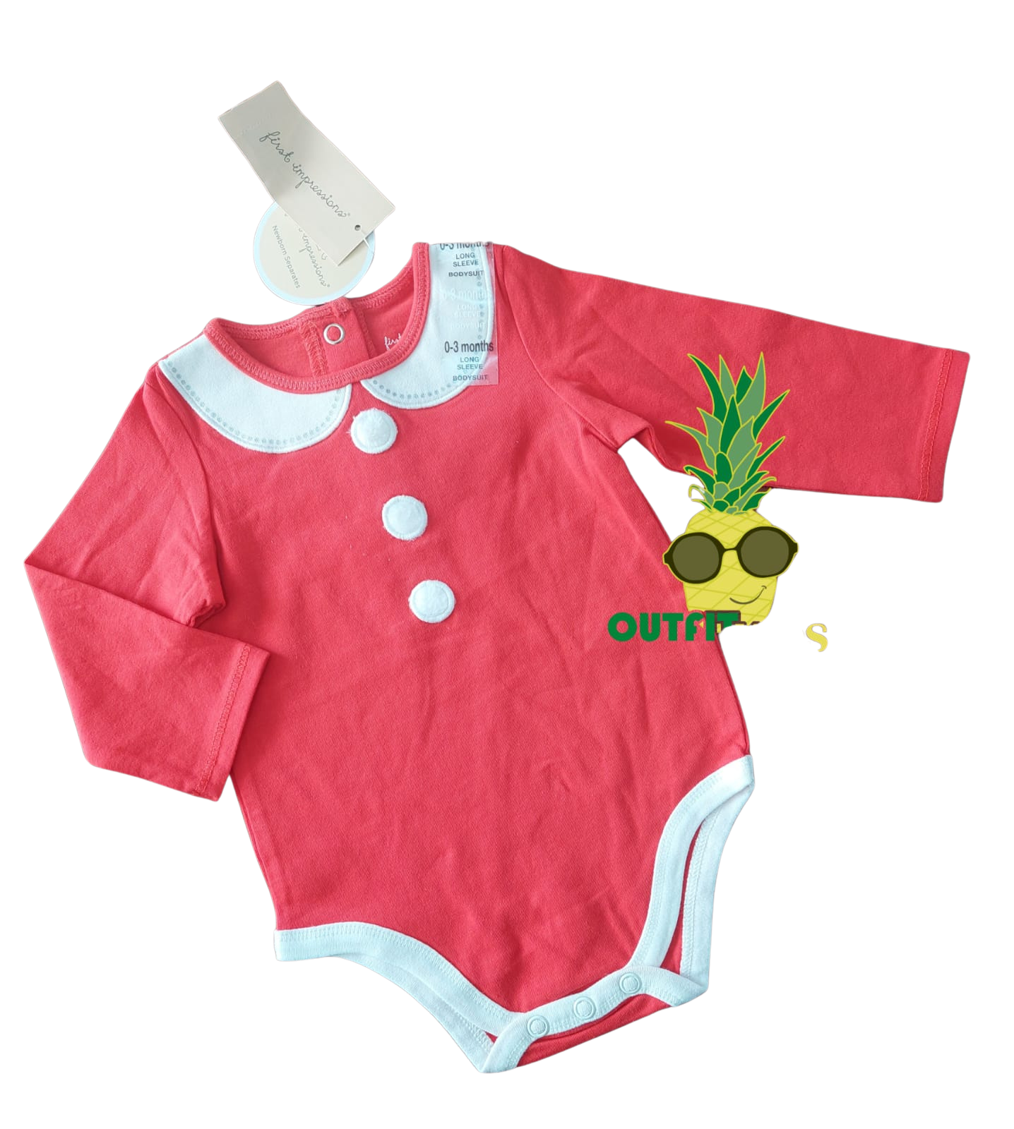 body rojo con cuello babero – 0-3 meses – NIÑA