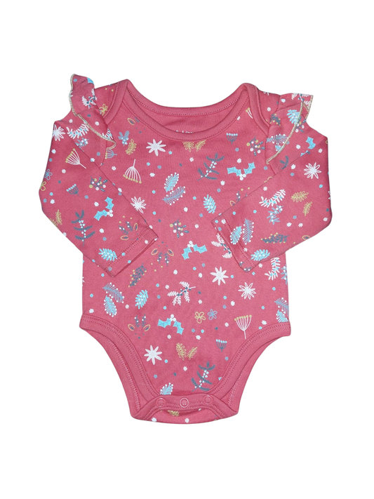 Body Estampado Botánico con Volantes – First Impressions (Talla 3 meses)