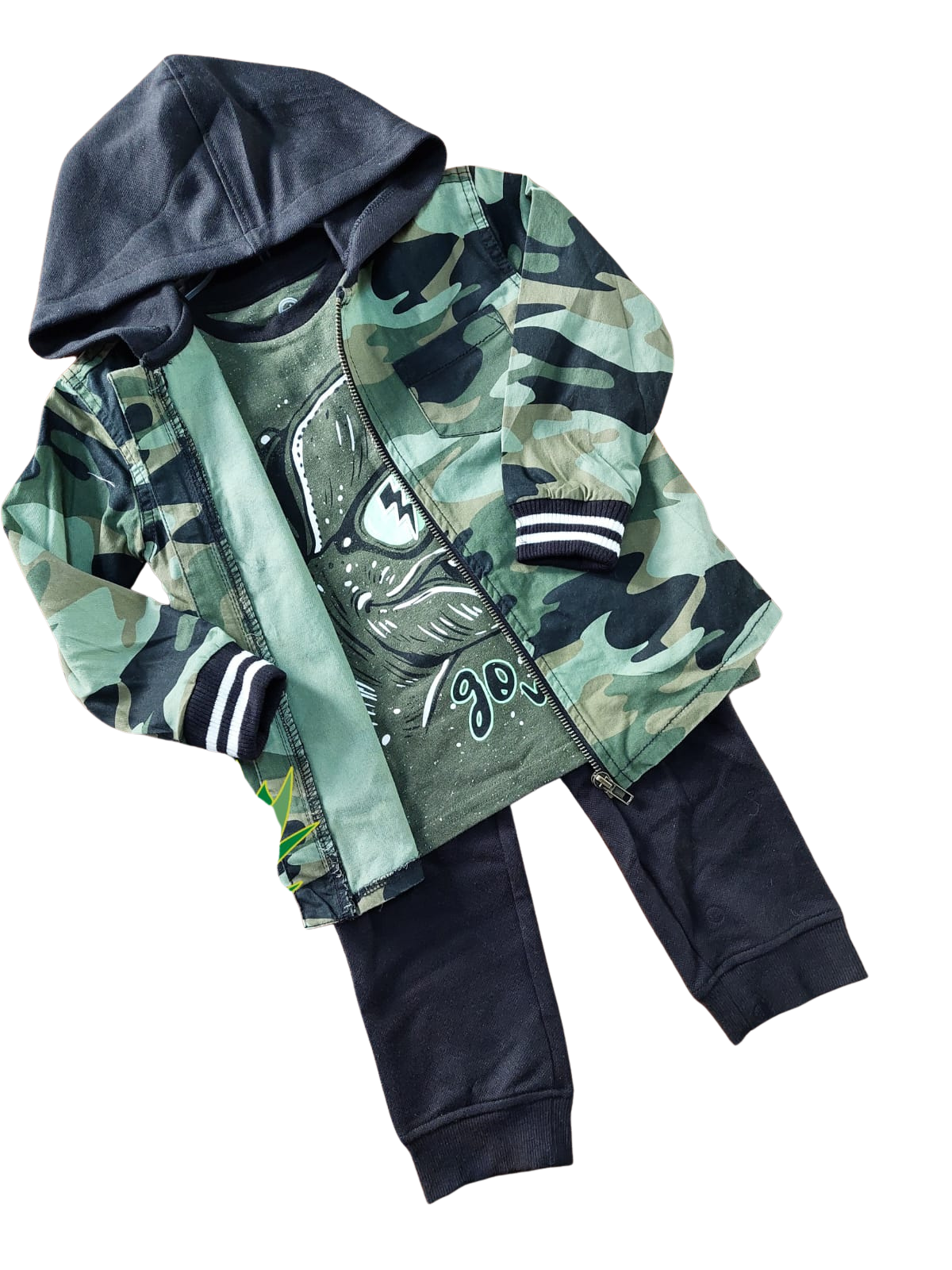 set de 3 piezas “camo monster” – wonder nation (talla 4 años)