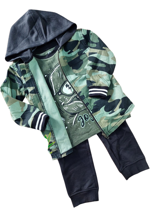 set de 3 piezas “camo monster” – wonder nation (talla 4 años)
