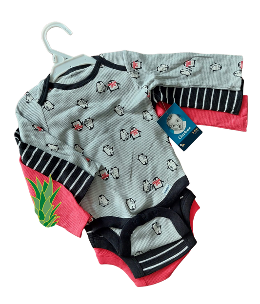 set de 3 bodys térmicos manga larga – gerber (talla 3-6 meses)