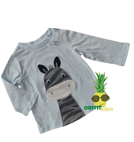 playera manga larga “cebrita curiosa” – first impressions (6–9 meses) – NIÑO (hombre)