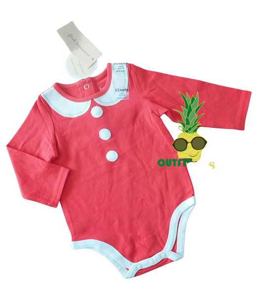 body rojo con cuello babero – 0-3 meses – NIÑA