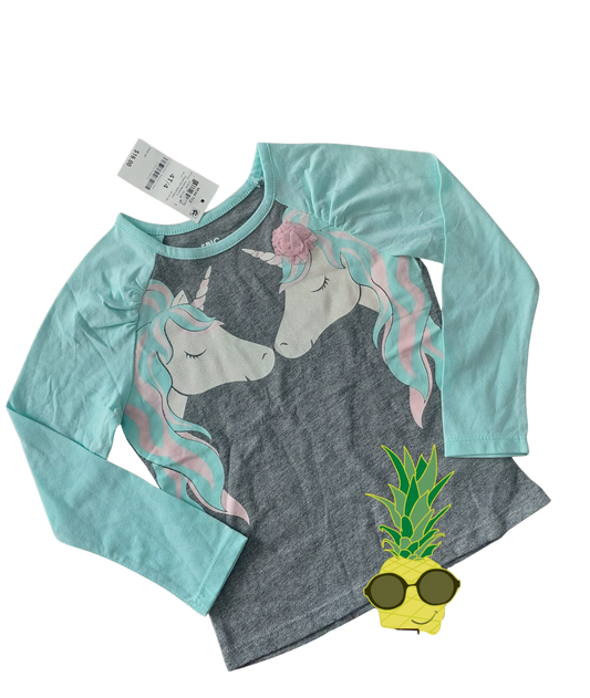 playera manga larga unicornios – 4 años – NIÑA
