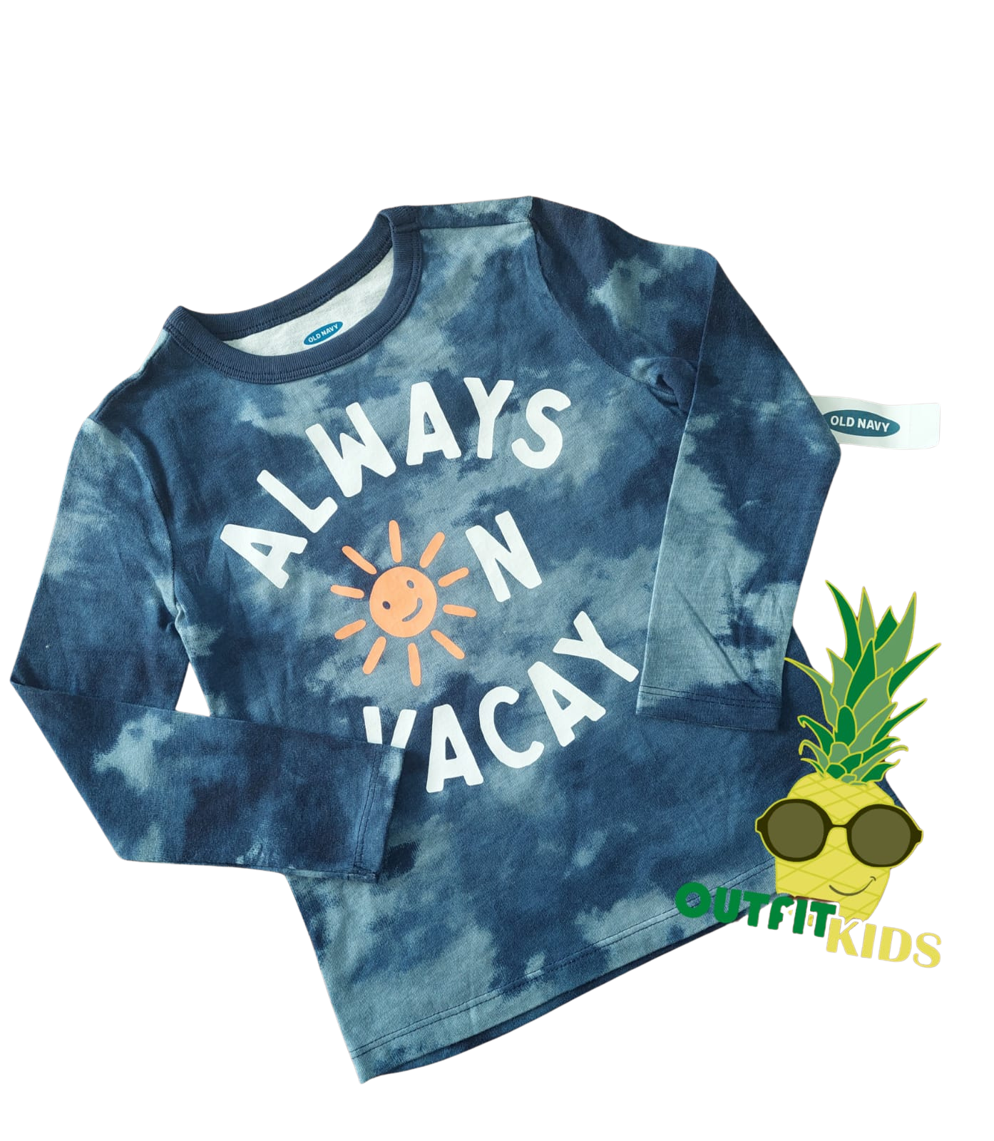 Old Navy – Playera tie-dye “Always on Vacay” – NIÑO (4 años)
