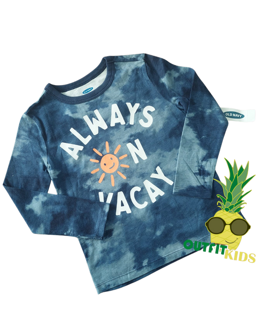 Old Navy – Playera tie-dye “Always on Vacay” – NIÑO (4 años)