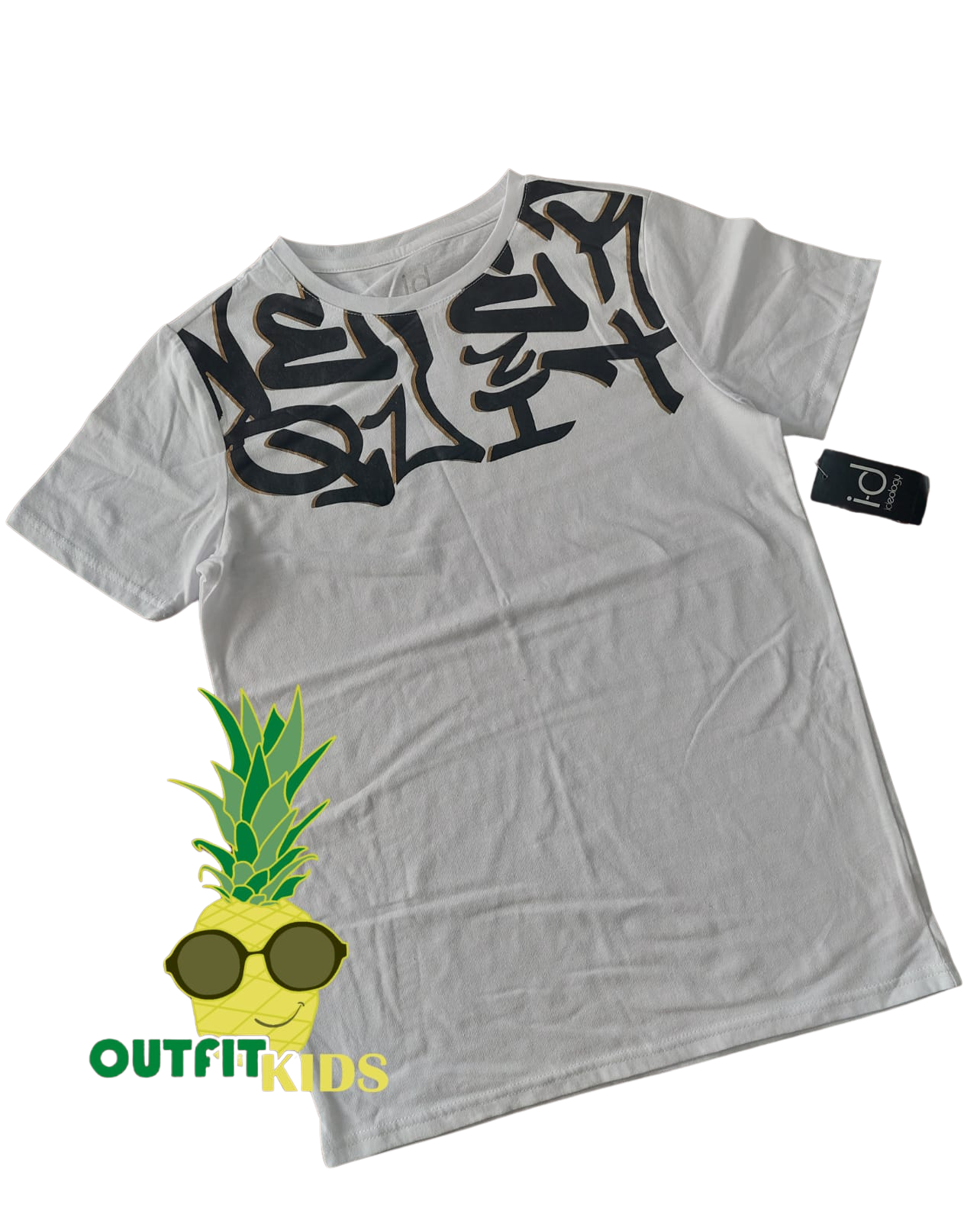 Ideology – Playera blanca graffiti – NIÑO (12–14 años)