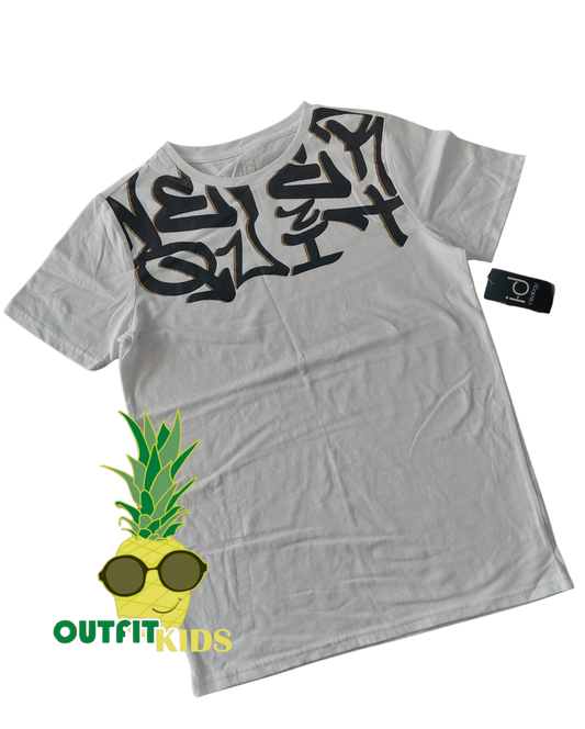 Ideology – Playera blanca graffiti – NIÑO (12–14 años)